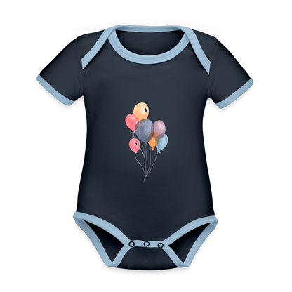 Baby Bio-Kurzarm-Kontrastbody - Ballons - Navy/Himmelblau