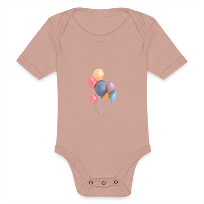 Baby Tri-Blend-Kurzarm-Body - Ballons - Pfirsich