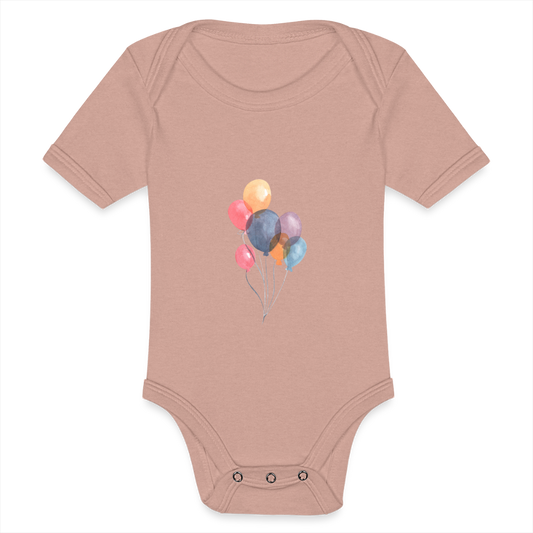 Baby Tri-Blend-Kurzarm-Body - Ballons - Pfirsich