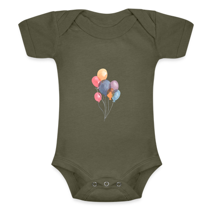 Baby Tri-Blend-Kurzarm-Body - Ballons - Olive