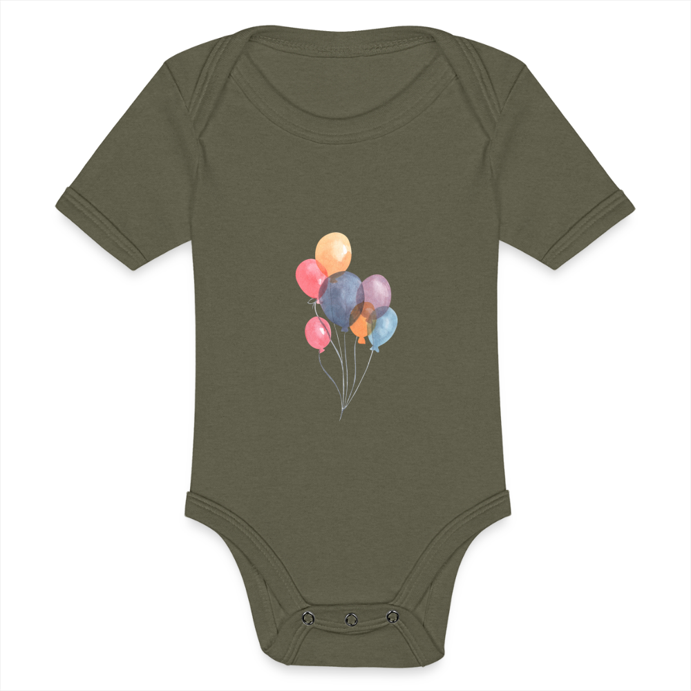 Baby Tri-Blend-Kurzarm-Body - Ballons - Olive