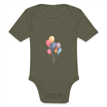 Baby Tri-Blend-Kurzarm-Body - Ballons - Olive