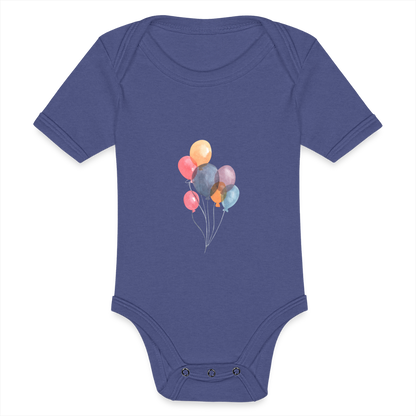 Baby Tri-Blend-Kurzarm-Body - Ballons - Blau