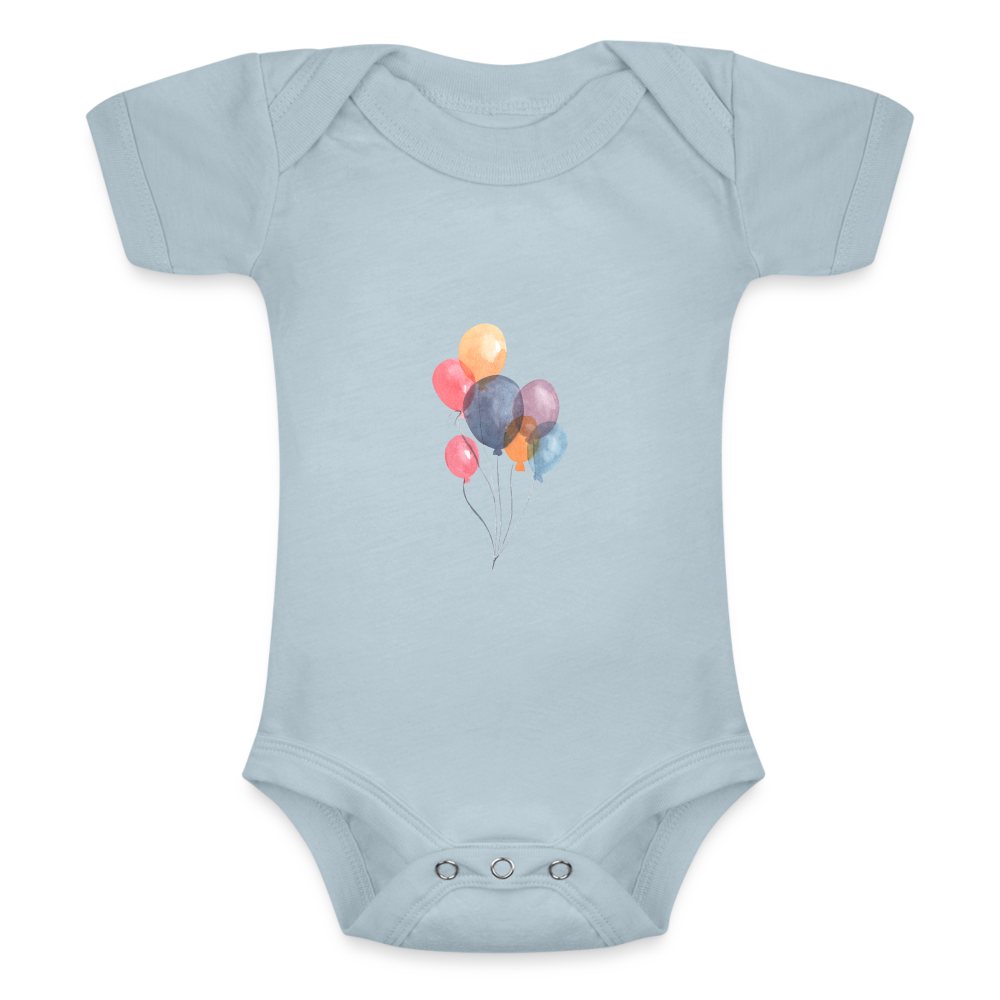 Baby Tri-Blend-Kurzarm-Body - Ballons - Eisblau
