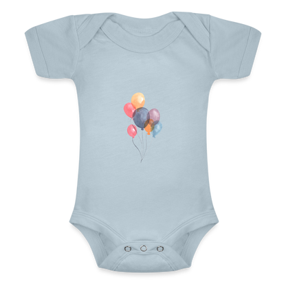 Baby Tri-Blend-Kurzarm-Body - Ballons - Eisblau