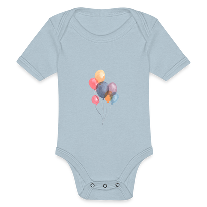 Baby Tri-Blend-Kurzarm-Body - Ballons - Eisblau