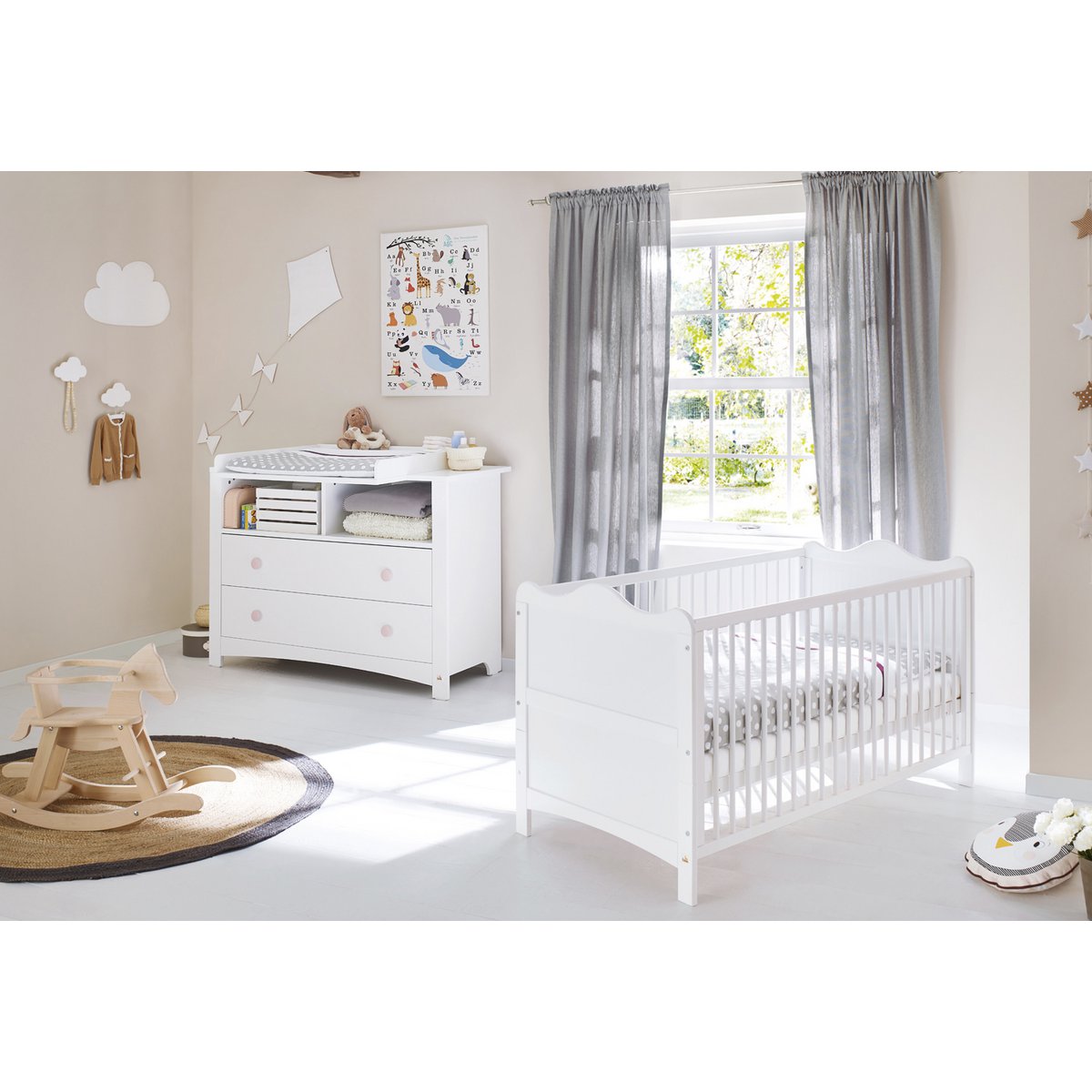 Starter set 'Florentina' extra wide
 2 parts: cot, extra wide changing table