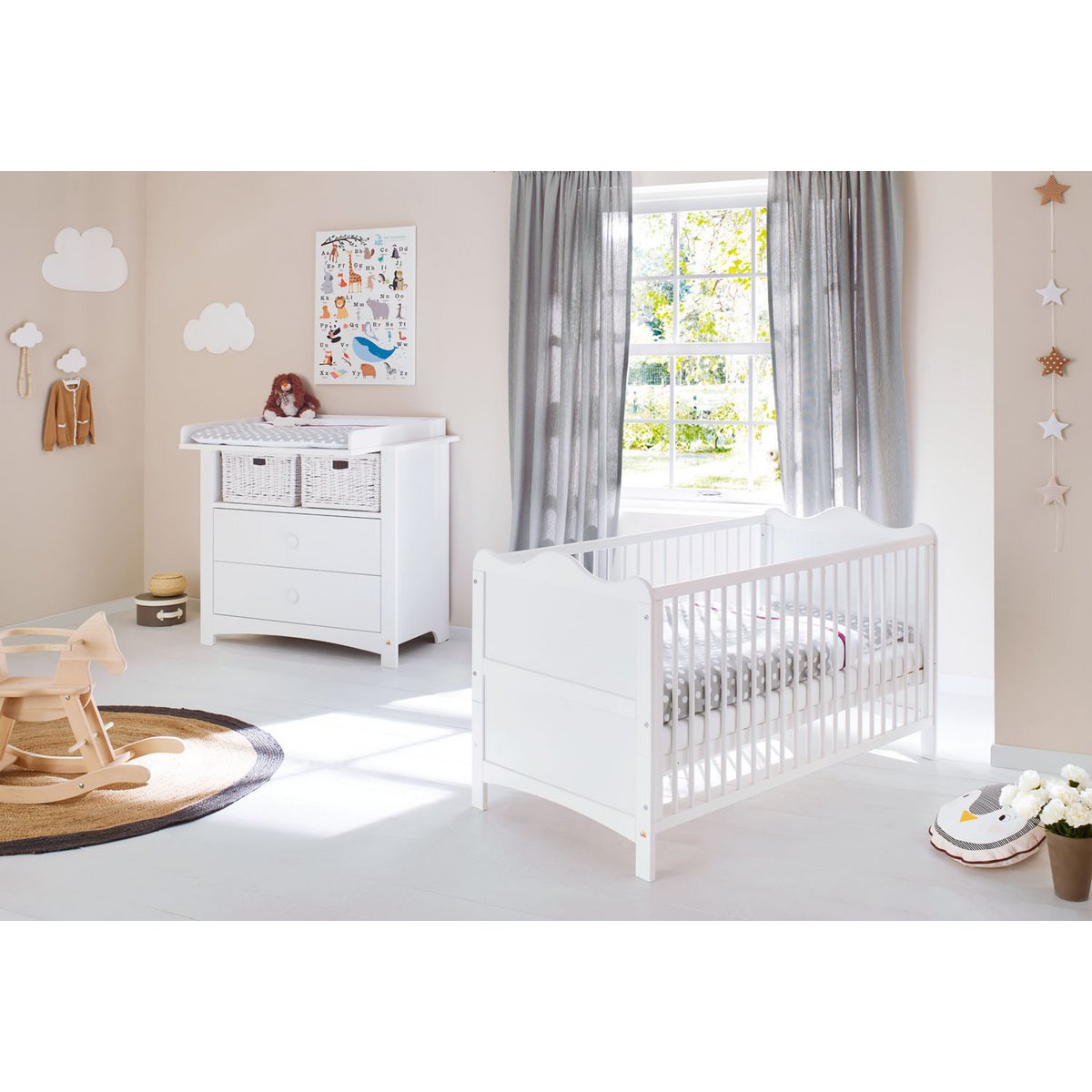 Starter set 'Florentina' wide
 2 parts: cot, wide changing table