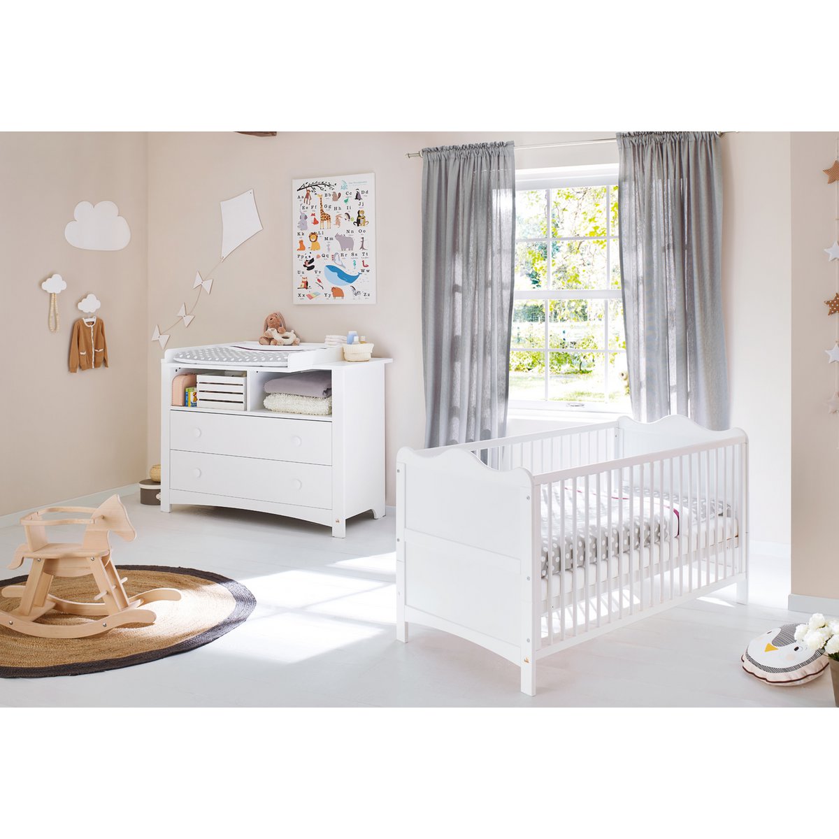 Starter set 'Florentina' extra wide
 2 parts: cot, extra wide changing table