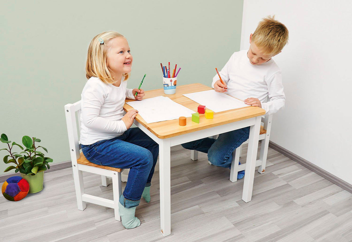 Kindertisch 'Fenna', weiß/natur