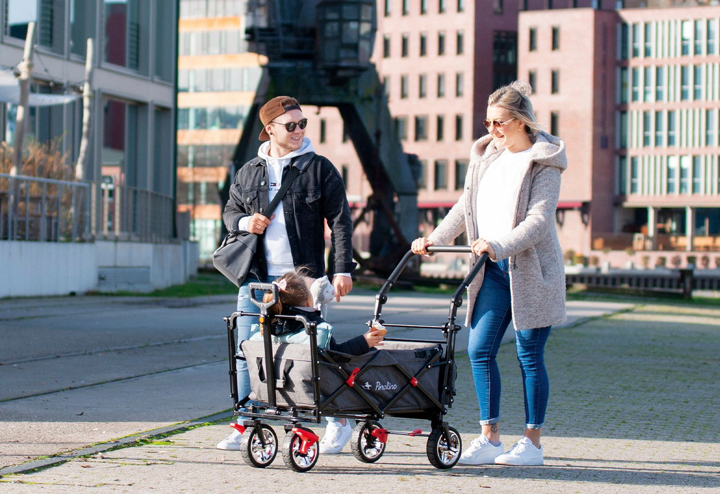 Faltbarer Bollerwagen 'AddPlus' mit Bremse, Grautöne gemischt