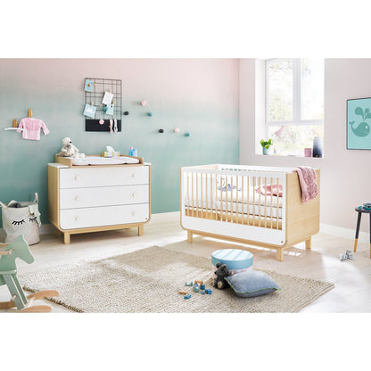 Starter set 'Round' wide 2-piece: cot, wide changing table