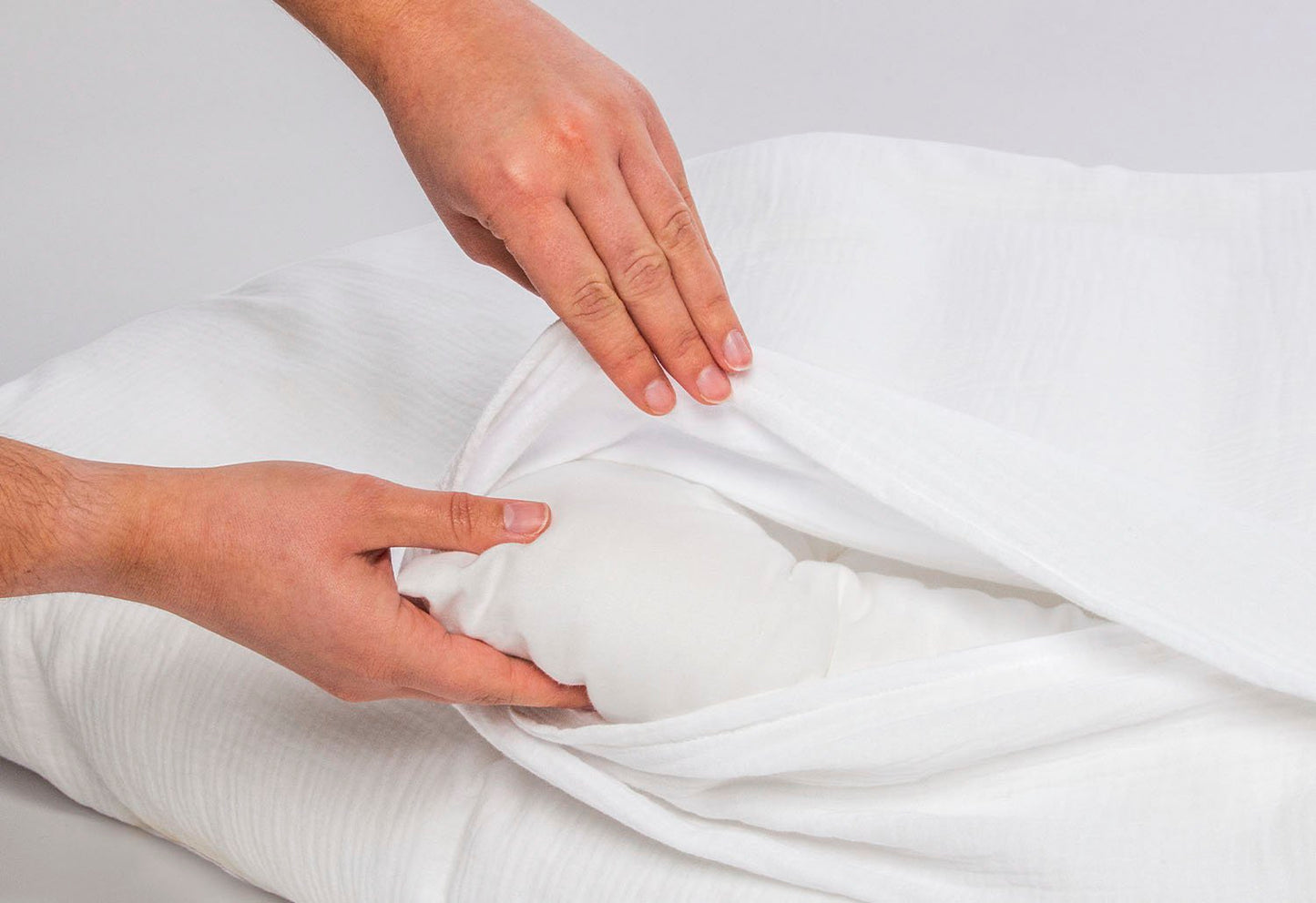 Musselin-Bettbezug-Set für Babybetten, weiß, 2-teilig